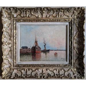 Boats In The Port. Painting By Paul Villars 