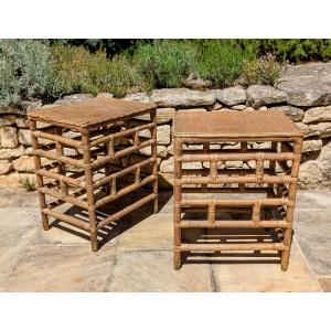 Pair Of Bamboo End Tables From The Early 20th Century 