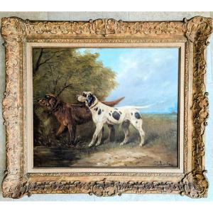 Paul Schouten 2 Setters Dogs With Montparnasse Frame 
