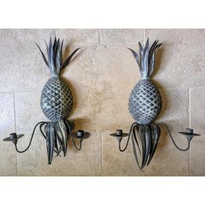 Pair Of Pineapple Wall Lights