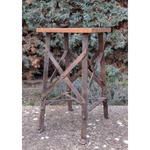 Workshop Stool With Iron Base Shaped Like The Eiffel Tower 