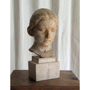 Bust Of A Woman Signed Georges Halbout, Dated 1922