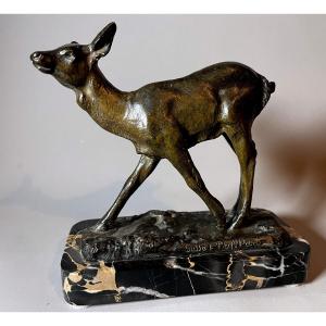 Maximilien Fiot 1856- 1953 Fawn In Bronze Susse Founder 