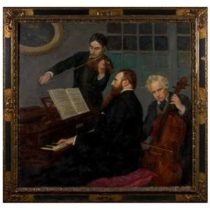 Oil Painting-signed-henry Caro-delvaille-[jacques Thibaud]-bayonne-bordeaux-19th