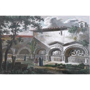 Watercolor Engraving - Cloister Of St-seurin-bordeaux-19th