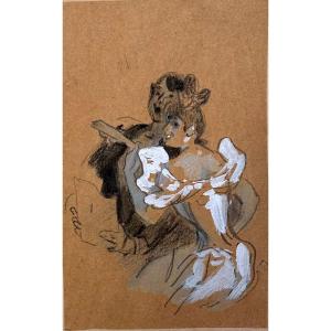 Gco66-jules Cheret-drawing-gouache-charcoal-chalk-songs At The Cabaret