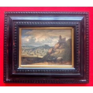 C27-oil Painting-montserrat-spain- View Of Catalonia-[the Return Of The Fields]-19th