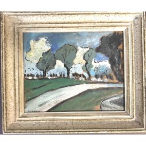 Bout-oil On Panel-signed-auguste Chabaud-landscape-circa 1923