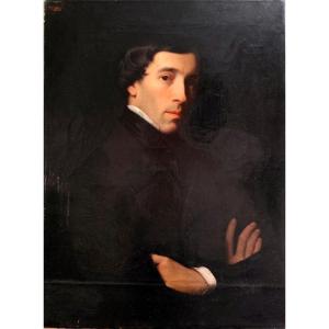 Bout-oil On Canvas-léon Brunel-rocque-portrait Of Edmond Geffroy-1848