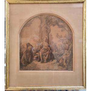 Pencil Drawing - The Virgin And Child - Edmond Geffroy - 1869