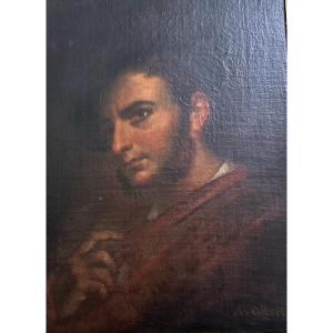 Bout-oil On Canvas-signed-a.gibert-portrait Of A Man-19th Century
