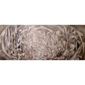 Original Gouache-gaston Marty-opera De Bordeaux-[wagner]-fantastic Forest Landscape-1930