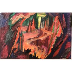 Original Gouache-gaston Marty-bordeaux Opera-[verdi]-closed Forest-1930