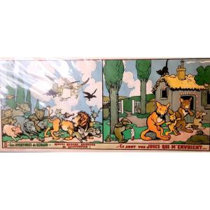 Original Poster-advertising-les Fables De La Fontaine-benjamin Rabier-1910