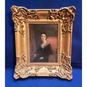 TABLEAU-EDMOND GEFFROY-PORTRAIT DE SA FEMME-[EULALIE DUPUIS]-1839