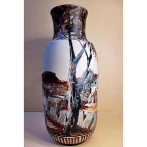 Large Vase-ceramic-ciboure-signed-[dance Basque]-rodolphe Fischer
