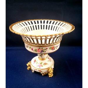 Fruit Bowl-paris Porcelain-jacob Small-monogrammed-floral And Gold Decor-circa 1840