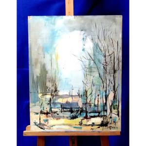 Painting On Panel-pierre Malrieux-the Basin Of Arcachon-bordeaux-20th Century