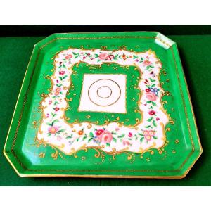 PLATEAU-PORCELAINE DE PARIS-JACOB PETIT-D&Eacute;COR FLORAL-DORURE-VERS 1830-NON SIGN&Eacute;E