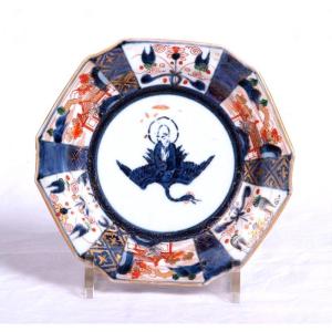 Japan, Edo Era 18th Century - Pair Of Plates Decorated With Fukurokuju In Imari Porcelain