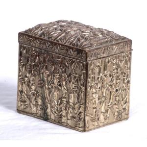 Vietnam, 20th Century - Bamboo Box In Silver Plated Metal