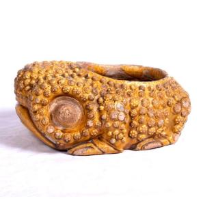 China 18th Century - Cup In The Shape Of A Toad In Yellow Ceramic