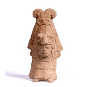 Mexico, Vera Cruz - 450-650 - Anthropomorphic Whistle With A Headdress Representing An Eagle