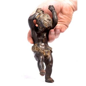 France, 19th Century - Statuette Of Putto As Atlas - Patinated Bronze
