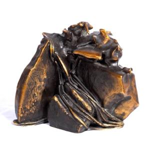 Abstract Sculpture Signed, Dated 1973 And Numbered In Bronze With Brown And Golden Patinas