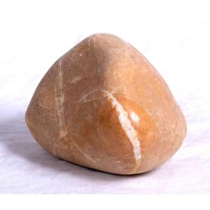 Contemporary Sculpture In Partially Polished Beige Stone
