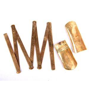 19th Century School - Folding Meter And Its Brass Case