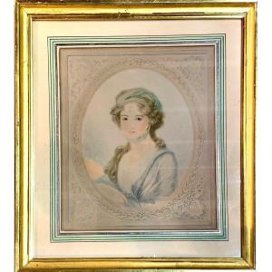 Elegant Woman With A Turban - Color Engraving - France - 18th Century