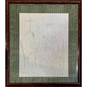 Emiliano Di Cavalcanti (1897 - 1976) - Drawing Of A Couple Seated In A Bar - C.1930