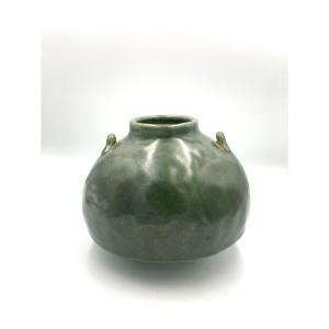 Marc Uzan (born In 1955) - Pansu Ceramic Vase With Gray Green Slip With Double Handles