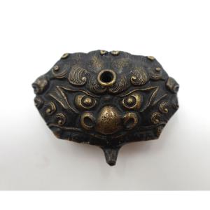 Japan Meiji Period – Suiteki Bronze Water Dropper In The Shape Of A Gardian Lion (shishi) Head