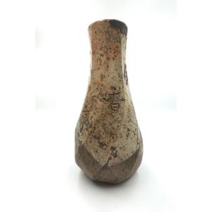 Japan, 20th Century - Signed Stoneware Vase With Floral And Character Decoration