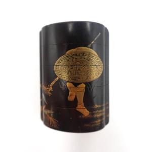 Japanese Five-panel Inrō, Birds And Traveler, Signed 幸々齋