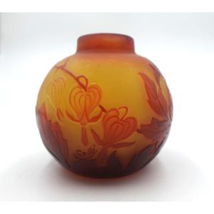 Gallé Establishments - Small Ball Vase With "hearts Of Mary" - Signed