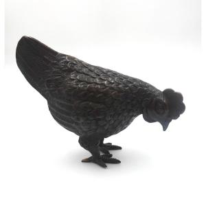 Japan, Meiji Period (1868–1912) - Patinated Bronze Hen