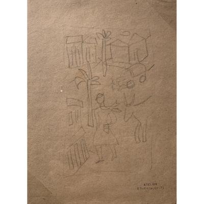 Emiliano Di Cavalcanti - Animated Scene Of A Brazilian Street, C.1930