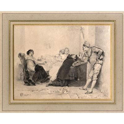 Jean-georges Vibert - The Temptation Of Saint Antoine, Erotic Scene