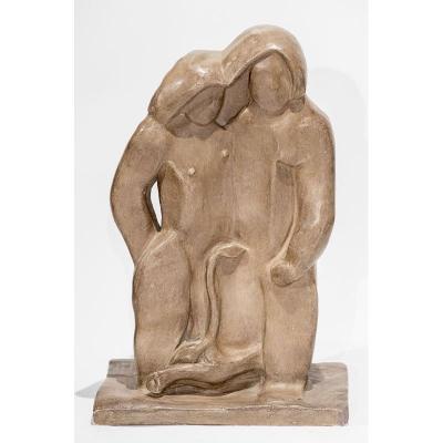 Joseph Csaky (d'après) - Adam And Eve : Signed Sculpture From An Edition 1 Of 7 C. 1930