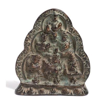India 18th Century - Small Stele With The Six Deities