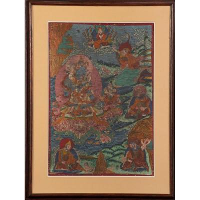 Thangka - Bodhisattva Vajrapani In Yab Yum - Nepal Or Tibet / Tangka Thanka Tanka