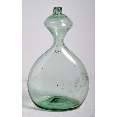 Green Blown Glass Baby Bottle - 18th Century