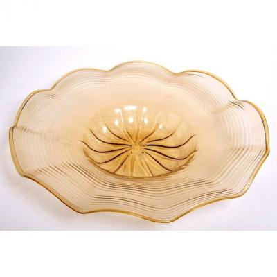 Murano - Large Cup With Wavy Edges In Amber Glass