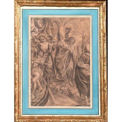 Lodovico Carracci (after) (1555-1619) - The Preaching Of Saint John The Baptist - Black Stone