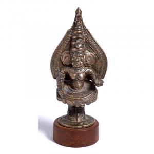 South India Kerala 18th Century / 19th Century - Theyyam Dancer - Bronze Statuette