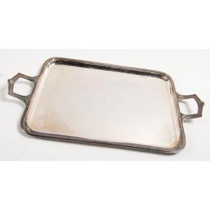 School Of The 20th Century- Metal Tray Decorated With Foliage And Shells.