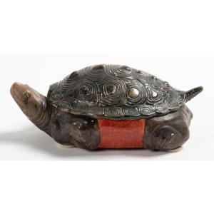 Japan, Circa 1900- Satsuma Kilns, Turtle-shaped Box. 